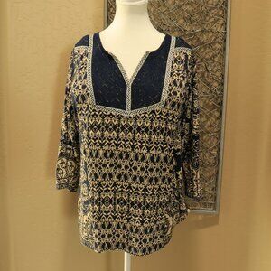 Lucky Brand Women's 1x Folk Print Tunic